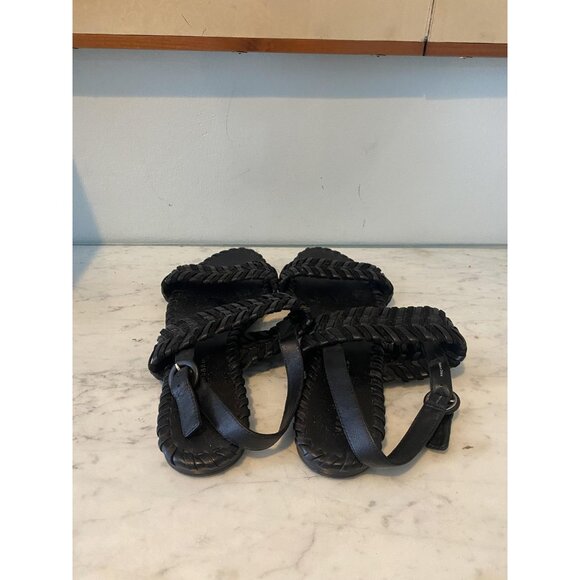 Veronica Beard Simone Sandals Womens Size 10.5 Black Braided Leather Woven - Picture 5 of 7